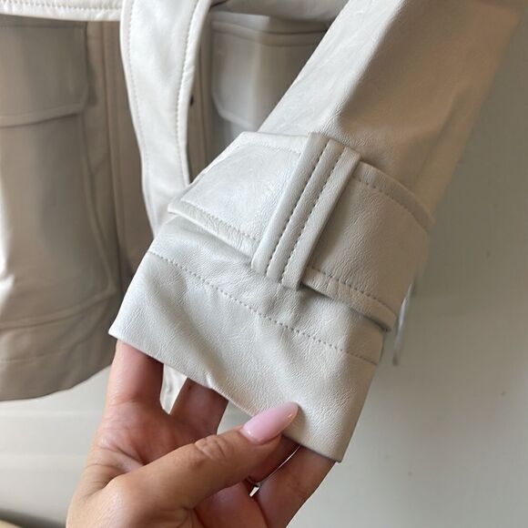 NWT Target NEW DAY Faux Leather Anorak Jacket Stone Tie Waist Jacket XS - Picture 8 of 11